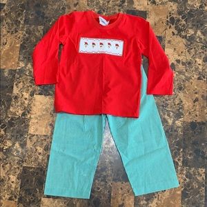 Toddler boys smocked Christmas outfit